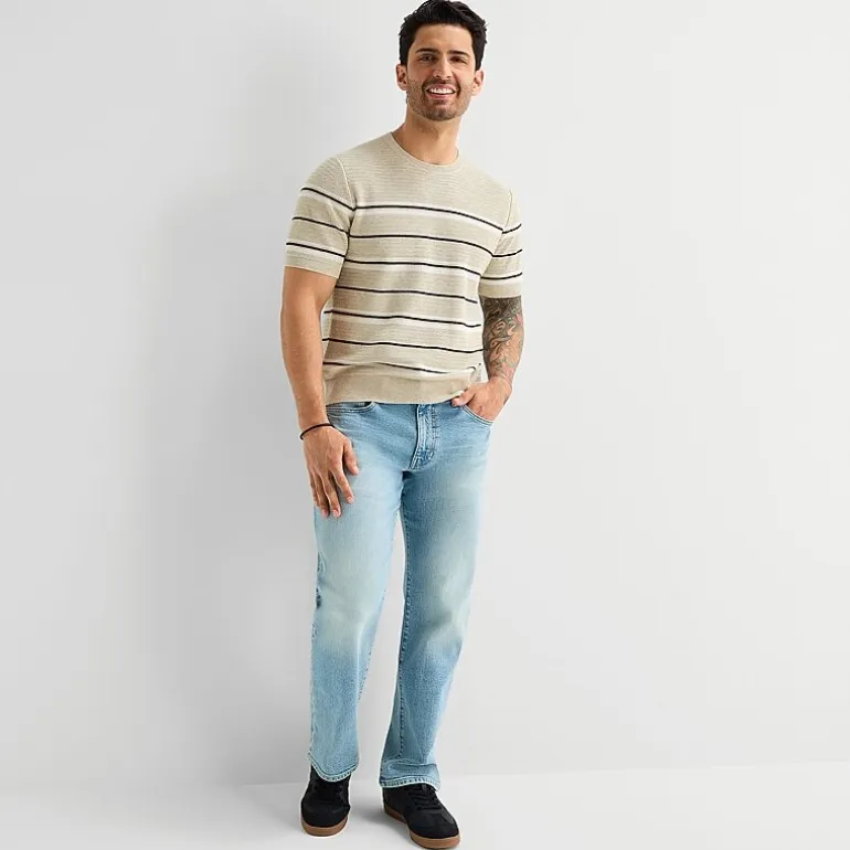mutual weave Mens Crew Neck Short Sleeve Pullover Sweater