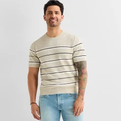 mutual weave Mens Crew Neck Short Sleeve Pullover Sweater