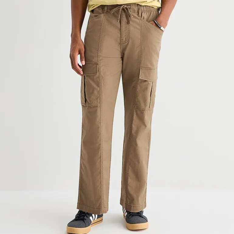 mutual weave Mens Drawstring Waist Regular Fit Cargo Pant