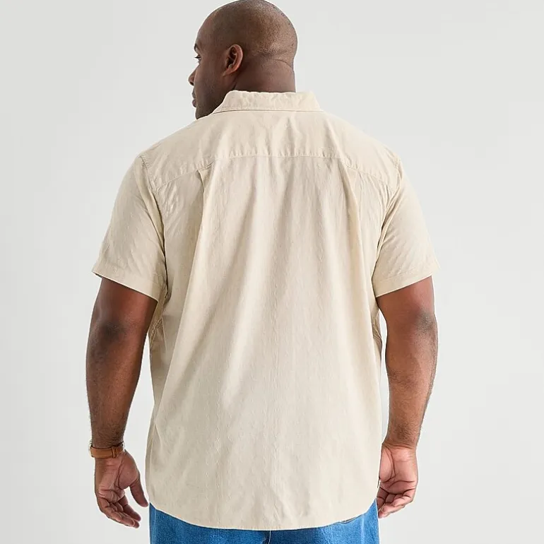 mutual weave Mens Easy-on + Easy-off Short Sleeve Regular Fit Button-Down Shirt