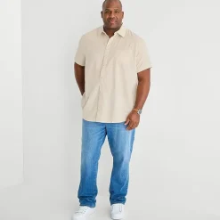 mutual weave Mens Easy-on + Easy-off Short Sleeve Regular Fit Button-Down Shirt