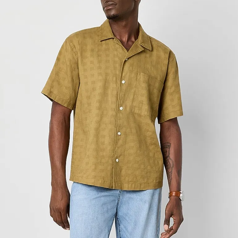 mutual weave Mens Easy-on + Easy-off Short Sleeve Adaptive Camp Shirt