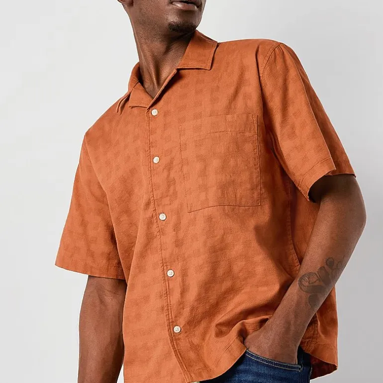 mutual weave Mens Easy-on + Easy-off Short Sleeve Adaptive Camp Shirt