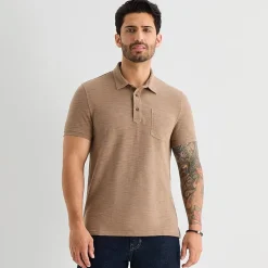 mutual weave Mens Regular Fit Easy-on + Easy-off Adaptive Short Sleeve Polo Shirt