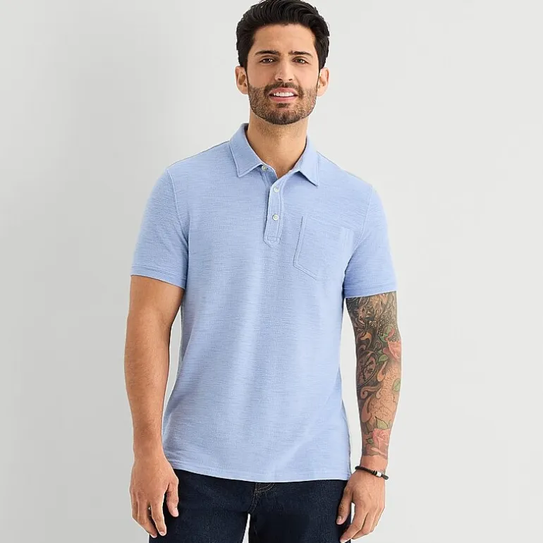 mutual weave Mens Regular Fit Easy-on + Easy-off Adaptive Short Sleeve Polo Shirt