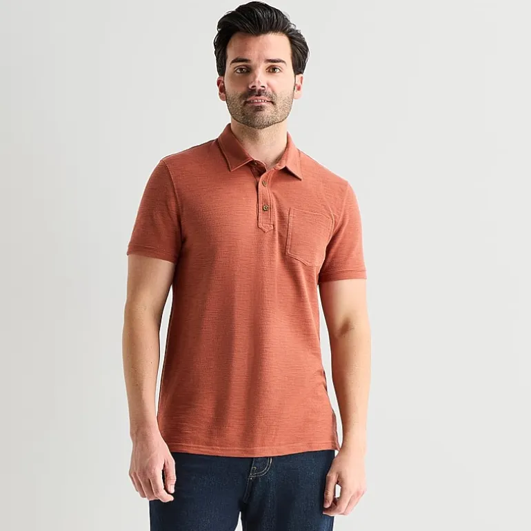 mutual weave Mens Regular Fit Easy-on + Easy-off Adaptive Short Sleeve Polo Shirt