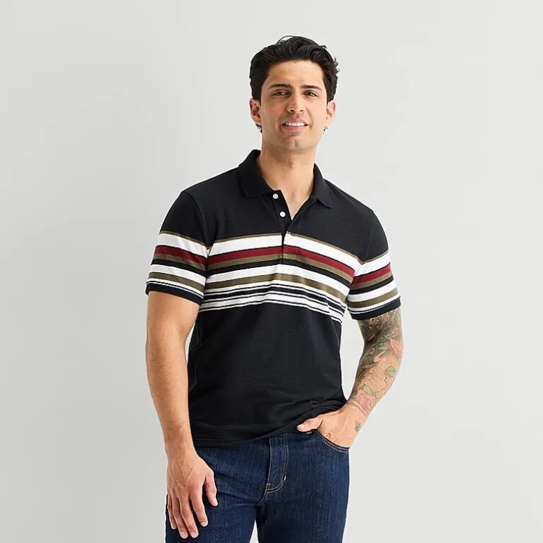 mutual weave Mens Relaxed Fit Short Sleeve Polo Shirt