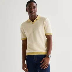 mutual weave Mens Short Sleeve Polo Sweater