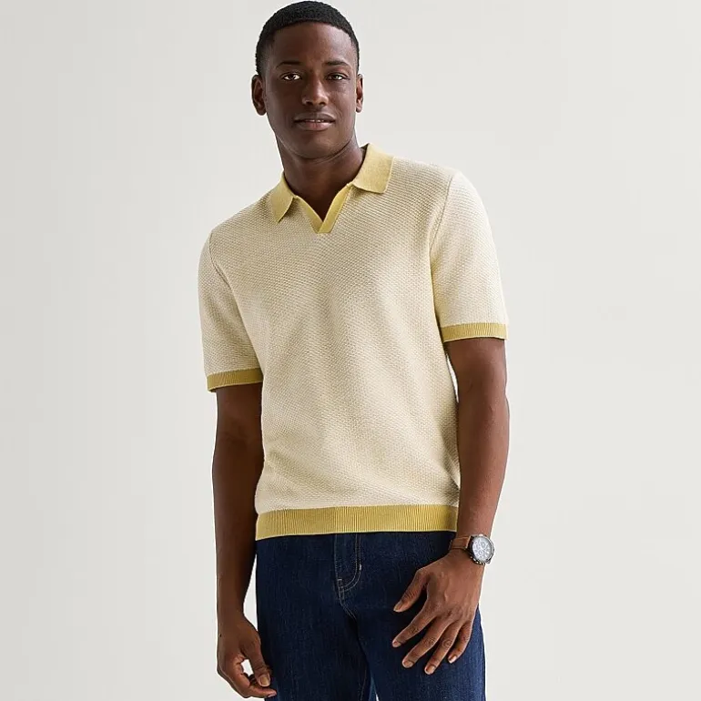 mutual weave Mens Short Sleeve Polo Sweater