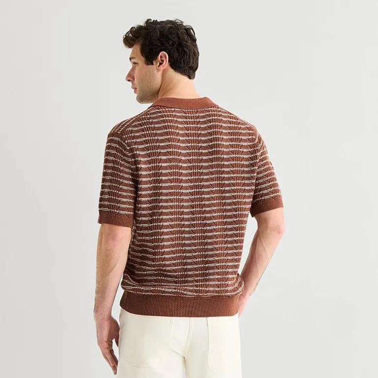mutual weave Mens Short Sleeve Polo Sweater