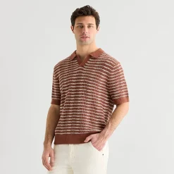 mutual weave Mens Short Sleeve Polo Sweater