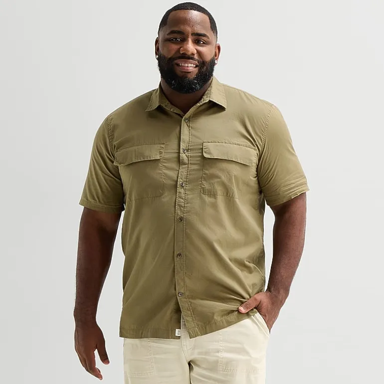mutual weave Mens Short Sleeve Relaxed Fit Big and Tall Button-Down Shirt