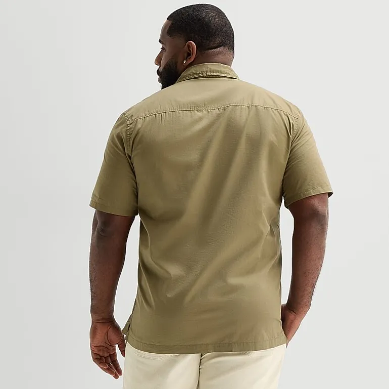 mutual weave Mens Short Sleeve Relaxed Fit Big and Tall Button-Down Shirt