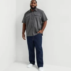 mutual weave Mens Short Sleeve Relaxed Fit Big and Tall Button-Down Shirt
