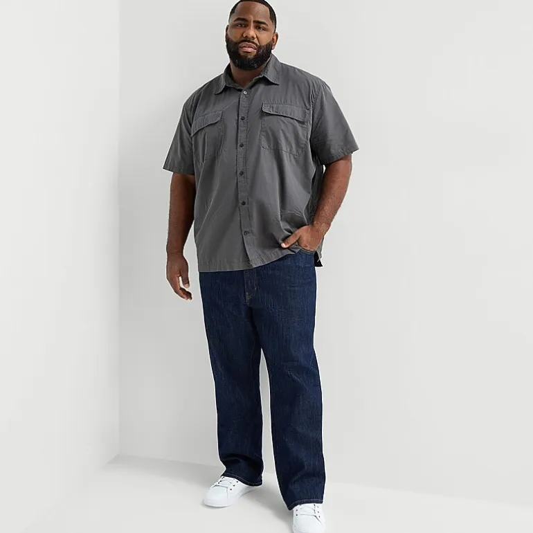 mutual weave Mens Short Sleeve Relaxed Fit Big and Tall Button-Down Shirt