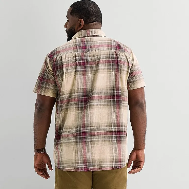 mutual weave Mens Short Sleeve Regular Fit Big and Tall Button-Down Shirt