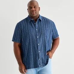 mutual weave Mens Short Sleeve Relaxed Fit Big and Tall Button-Down Shirt