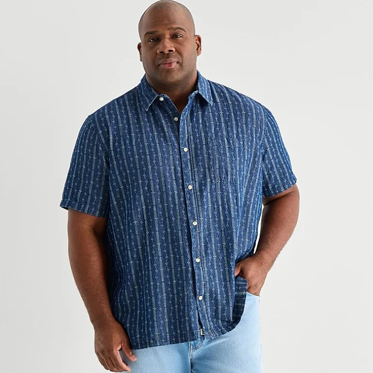 mutual weave Mens Short Sleeve Relaxed Fit Big and Tall Button-Down Shirt