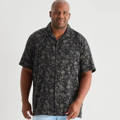 mutual weave Mens Short Sleeve Big and Tall Camp Shirt