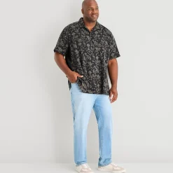 mutual weave Mens Short Sleeve Big and Tall Camp Shirt