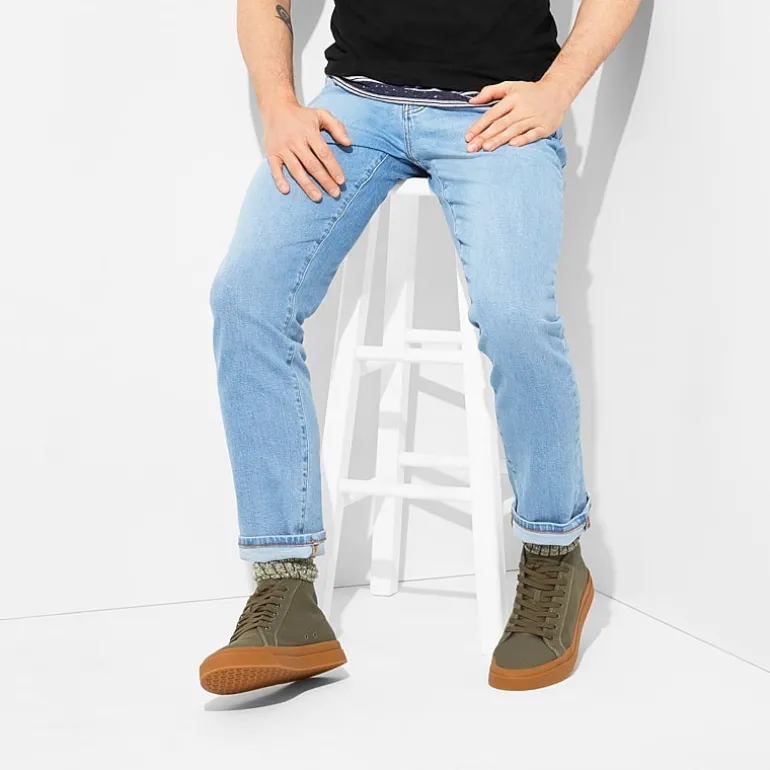 mutual weave Mens Stretch Fabric Tapered Leg Athletic Fit Jean