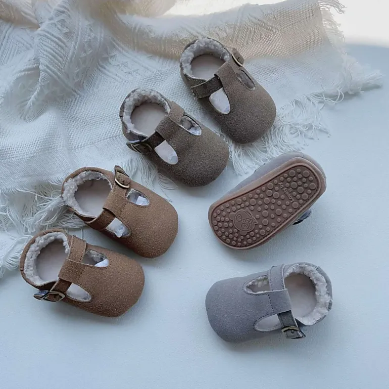 MyKids-USA Arrival In Winter Baby Girl Solid Color Plush Warm Anti-Slip Shoes