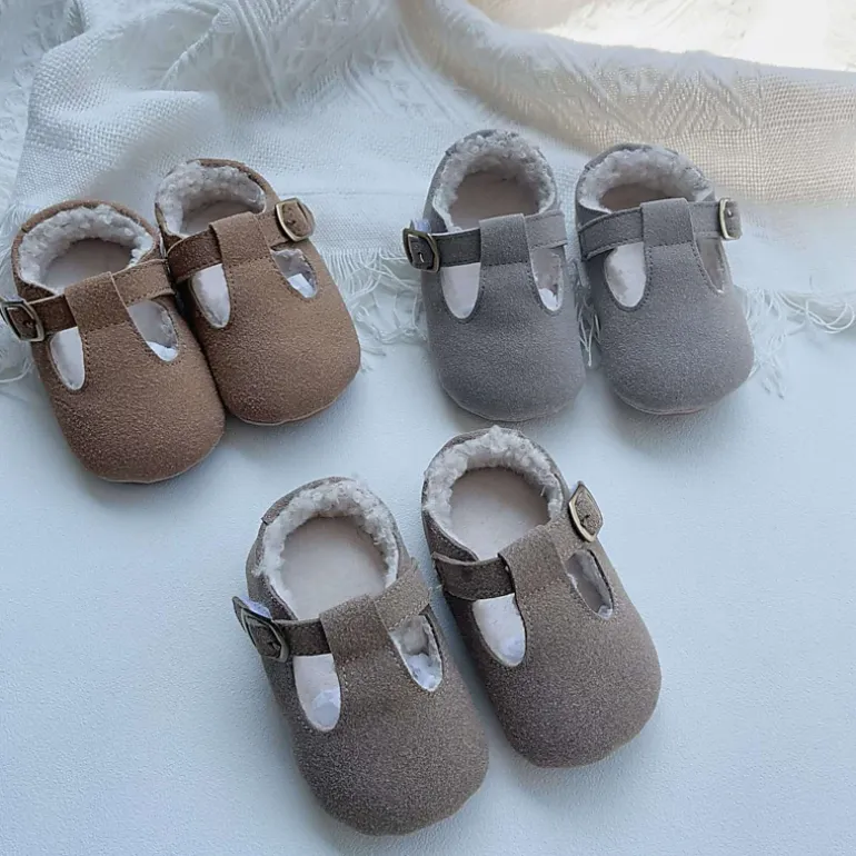 MyKids-USA Arrival In Winter Baby Girl Solid Color Plush Warm Anti-Slip Shoes