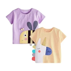 MyKids-USA Baby Animal Patch Short Sleeve Round Neck Graphic Tee