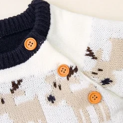 MyKids-USA Baby Cartoon Deer Christmas Knit Pullover with Shoulder Buttons