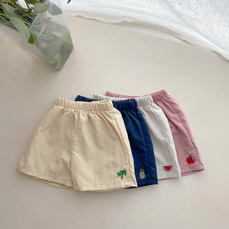 MyKids-USA Baby Fruit Embroidered Summer Beach Comfy Shorts