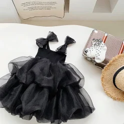 MyKids-USA Baby Girl Black Herbon-Style Princess Tutu Dress, Cotton Blend, Short Length