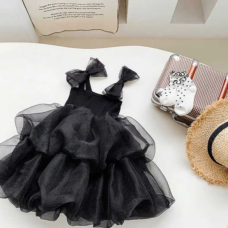 MyKids-USA Baby Girl Black Herbon-Style Princess Tutu Dress, Cotton Blend, Short Length