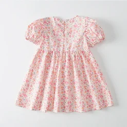 MyKids-USA Baby Girl Embroidered Floral Doll-Neck Peter Pan Collar Dress