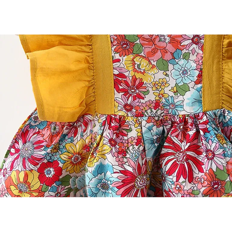 MyKids-USA Baby Girl Floral Dress with Butterfly Sleeves and Matching Hat