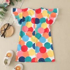 MyKids-USA Baby Pink Polka Dot Dress with Butterfly Flutter Sleeves
