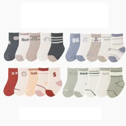 MyKids-USA Baby Unisex Breathable Preppy Socks 5-Pair Set X-Large