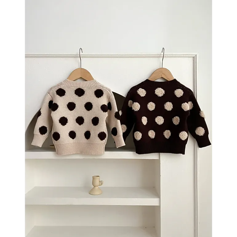 MyKids-USA Children Polka Dot Knitted Cardigan for Spring