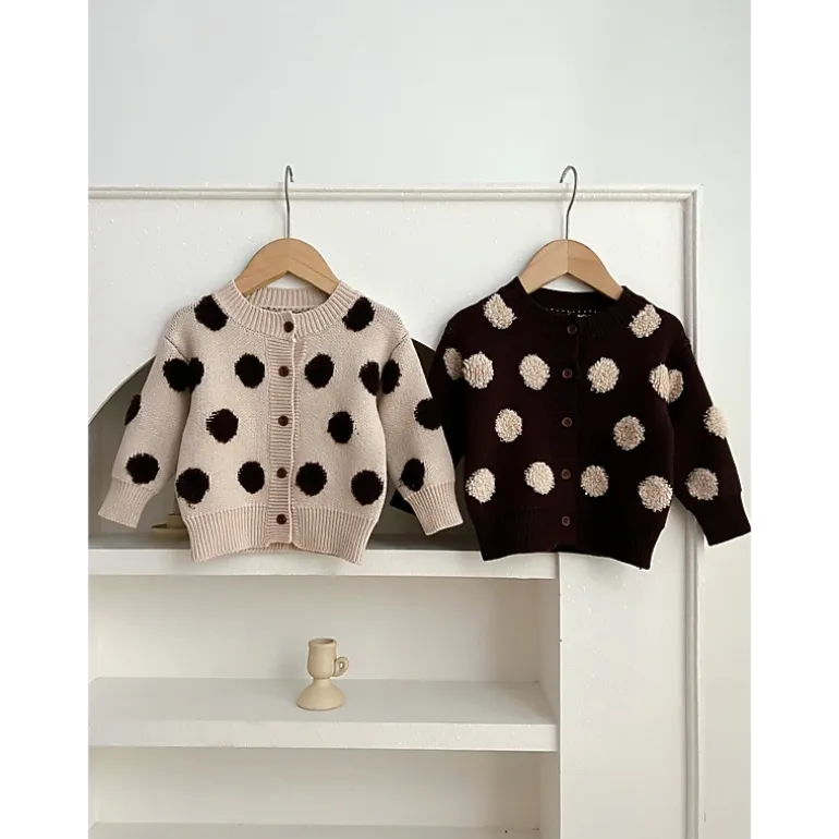 MyKids-USA Children Polka Dot Knitted Cardigan for Spring
