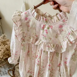 MyKids-USA French-Style Autumn Girls Floral Ruffle Long Sleeve Twirl Dress