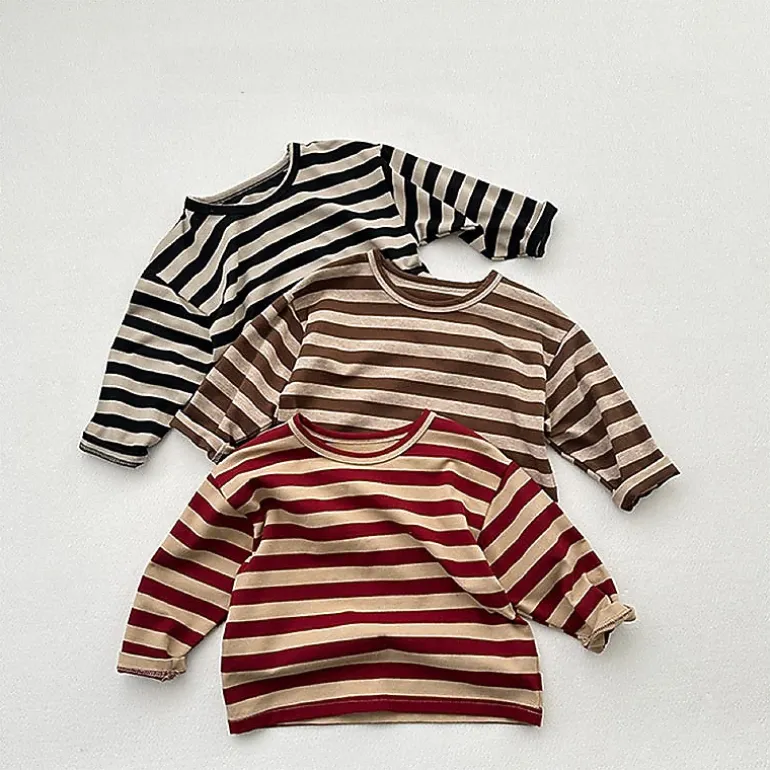 MyKids-USA Spring Baby Vintage Striped Crew Neck Long Sleeve Shirt