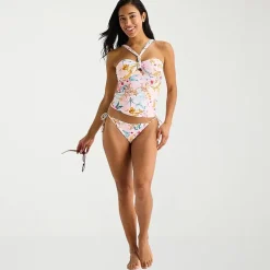 Mynah Womens Lined Floral Tankini Swimsuit Top