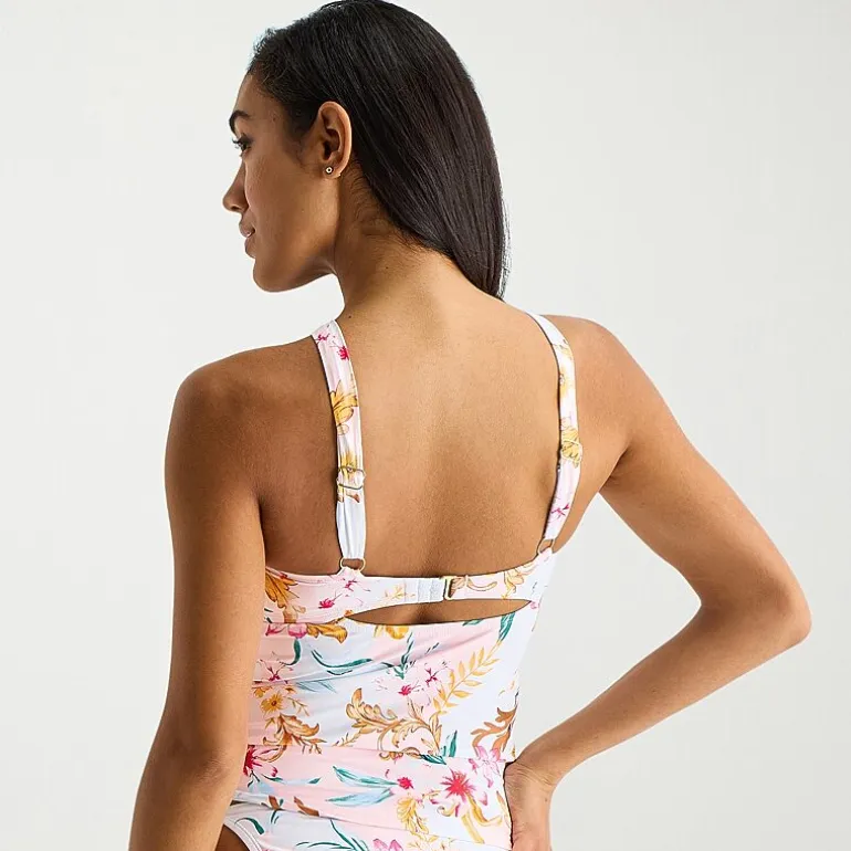 Mynah Womens Lined Floral Tankini Swimsuit Top