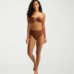 Mynah Womens Lined Moderate Coverage High Waist Bikini Swimsuit Bottom