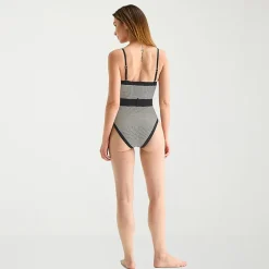 Mynah Womens Textured Cheeky One Piece Swimsuit