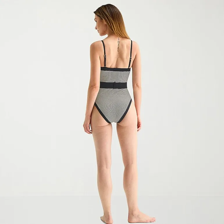 Mynah Womens Textured Cheeky One Piece Swimsuit