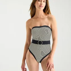 Mynah Womens Textured Cheeky One Piece Swimsuit