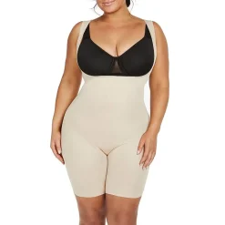 Naomi & Nicole® Plus Size Open-Bust Mid-Thigh Bodysuit-7776