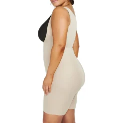 Naomi & Nicole® Plus Size Open-Bust Mid-Thigh Bodysuit-7776