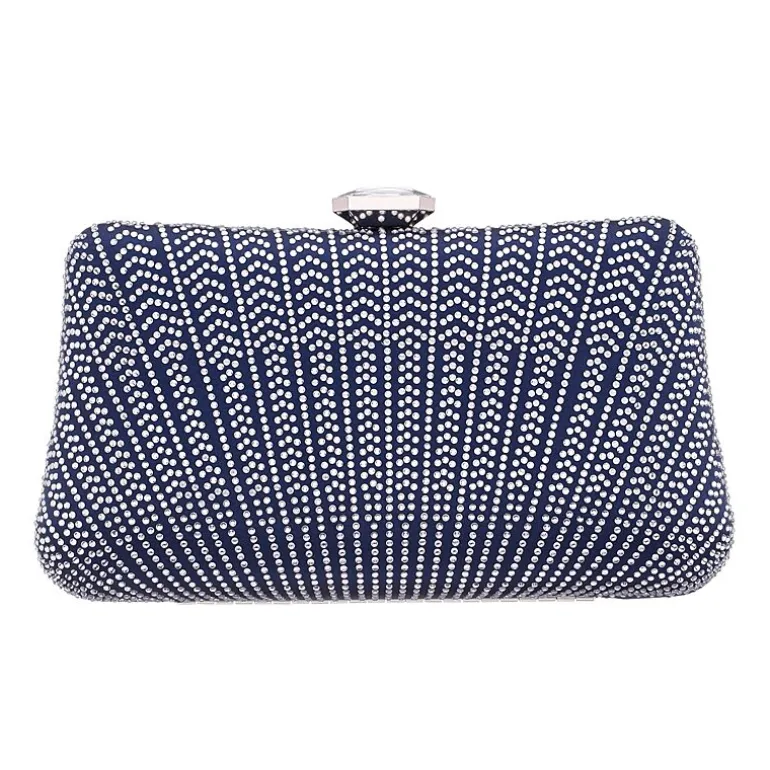 N By Nina Art Deco Patterened Crystal Minaudiere Evening Bag