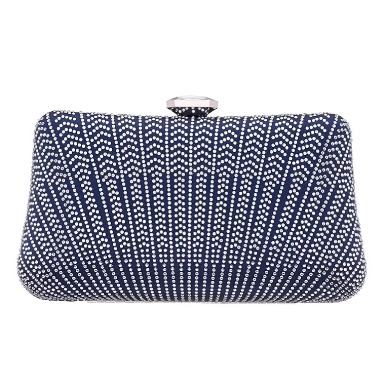 N By Nina Art Deco Patterened Crystal Minaudiere Evening Bag